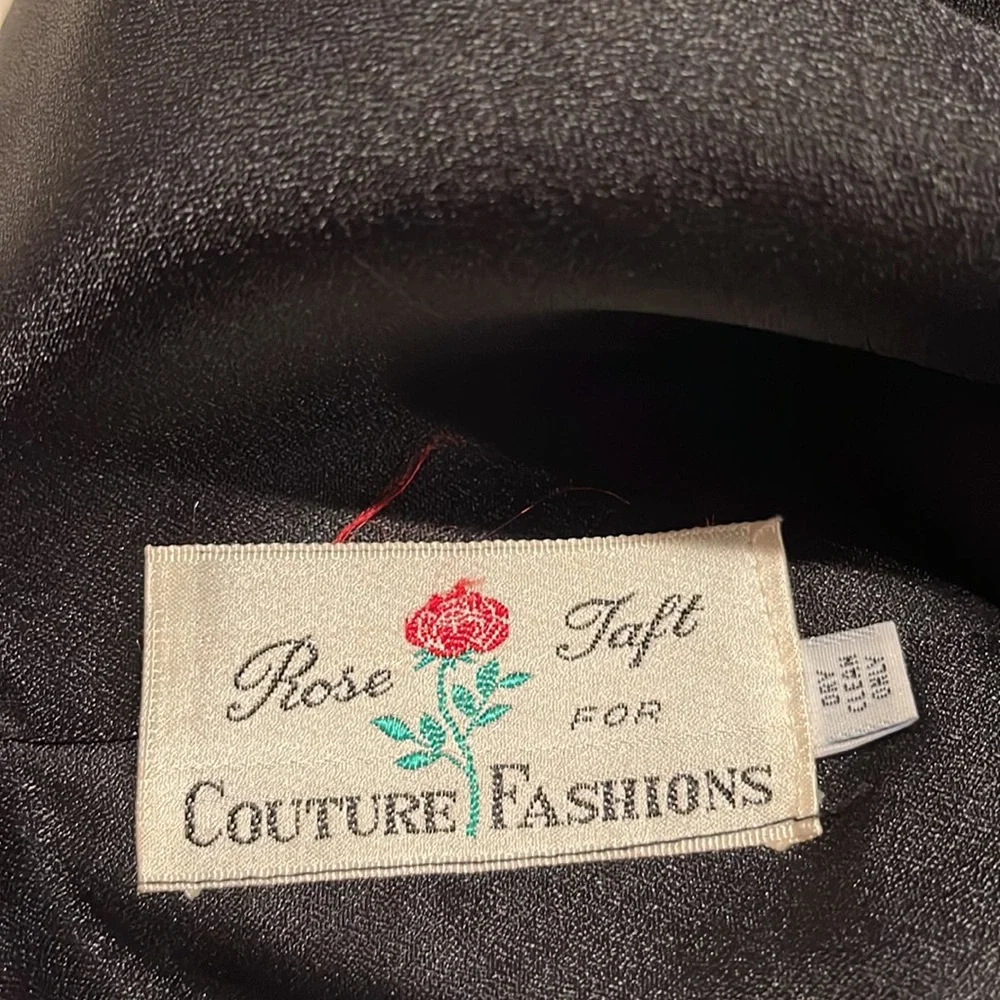 Vintage 1980's Rose Taft For COUTURE FASHIONS MAXI DRESS BLACK
